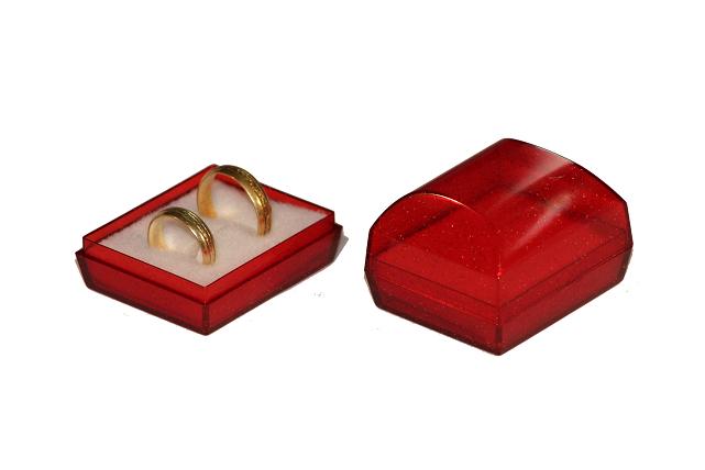 KT-03 krabička transparent s flitry-červená